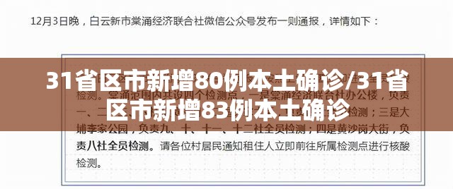 31省区市新增80例本土确诊/31省区市新增83例本土确诊