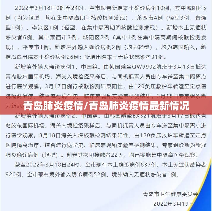 青岛肺炎疫情/青岛肺炎疫情最新情况