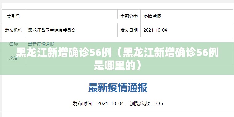 黑龙江新增确诊56例（黑龙江新增确诊56例是哪里的）