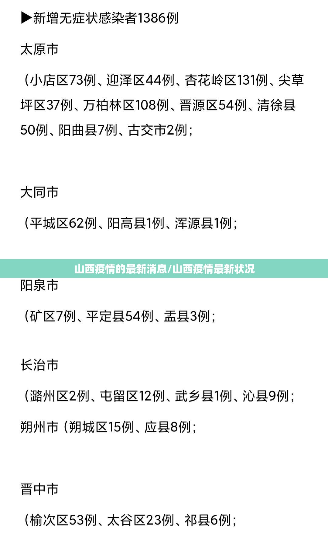 山西疫情的最新消息/山西疫情最新状况
