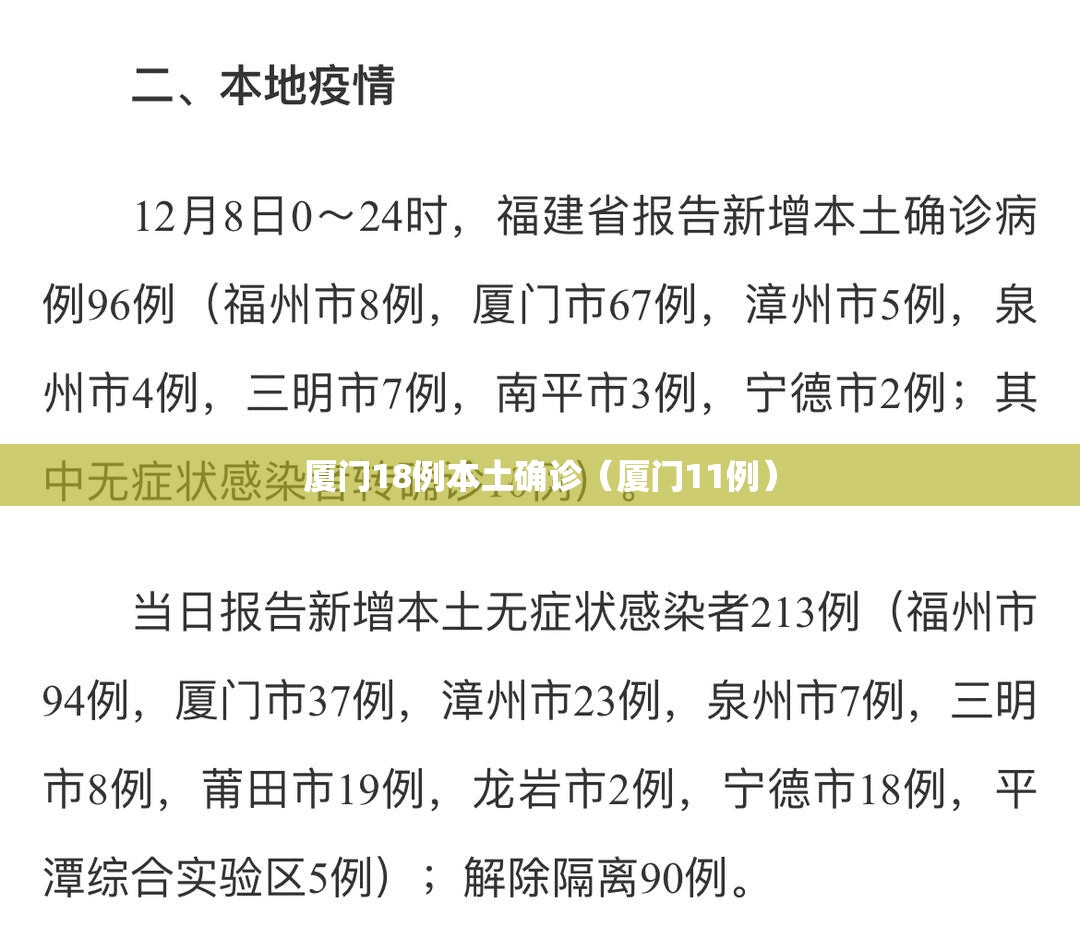 厦门18例本土确诊(厦门11例) 厦门18例本土确诊(厦门11例)