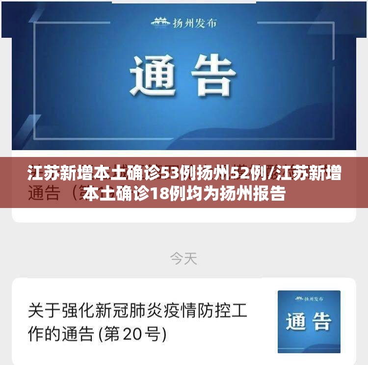 江苏新增本土确诊53例扬州52例/江苏新增本土确诊18例均为扬州报告 江苏新增本土确诊53例扬州52例/江苏新增本土确诊18例均为扬州报告