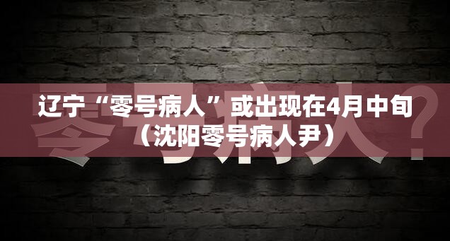 辽宁“零号病人”或出现在4月中旬(沈阳零号病人尹) 辽宁“零号病人”或出现在4月中旬(沈阳零号病人尹)