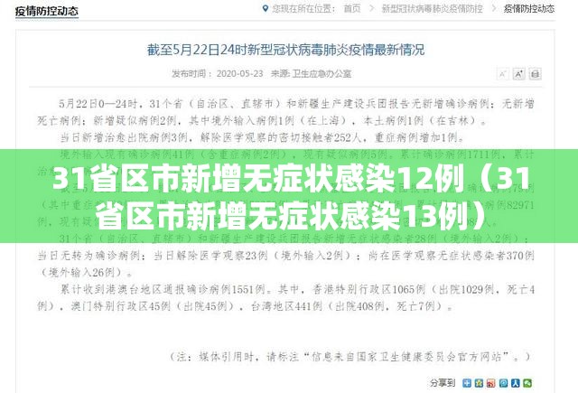 31省区市新增无症状感染12例（31省区市新增无症状感染13例）