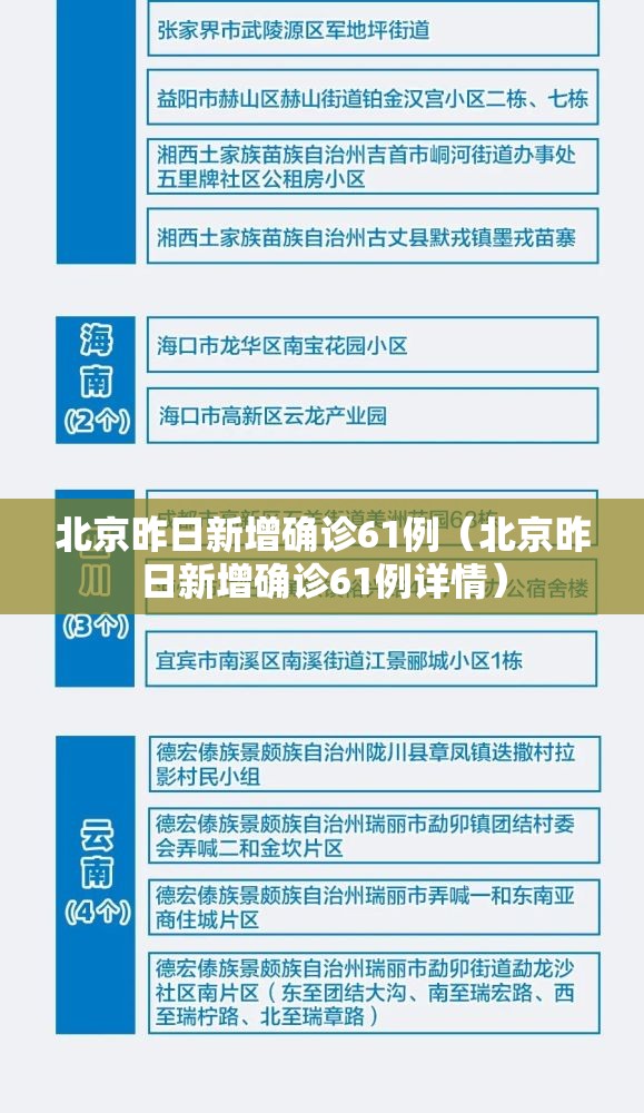 北京昨日新增确诊61例（北京昨日新增确诊61例详情）