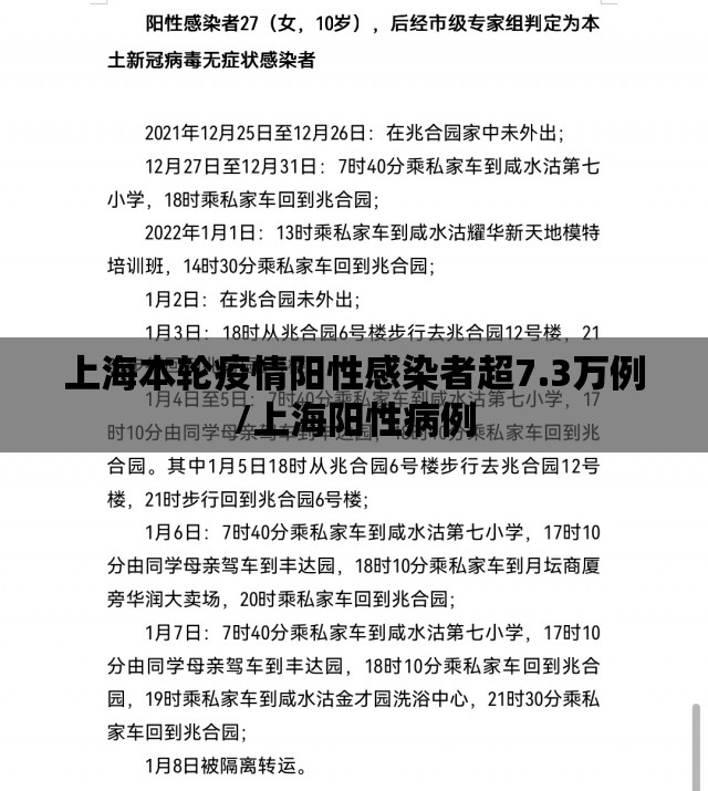 上海本轮疫情阳性感染者超7.3万例/上海阳性病例