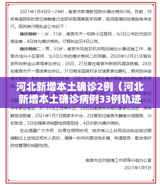 河北新增本土确诊2例（河北新增本土确诊病例33例轨迹）