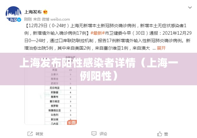 上海发布阳性感染者详情(上海一例阳性) 上海发布阳性感染者详情(上海一例阳性)