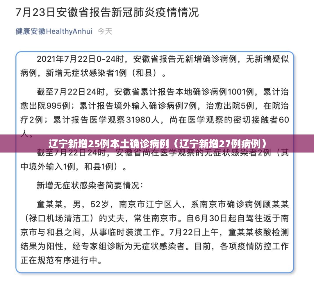 辽宁新增25例本土确诊病例(辽宁新增27例病例) 辽宁新增25例本土确诊病例(辽宁新增27例病例)