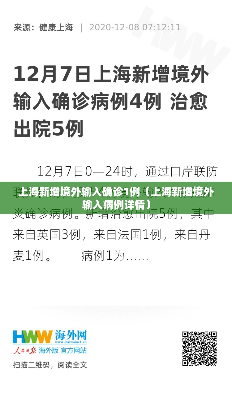 上海新增境外输入确诊1例(上海新增境外输入病例详情) 上海新增境外输入确诊1例(上海新增境外输入病例详情)