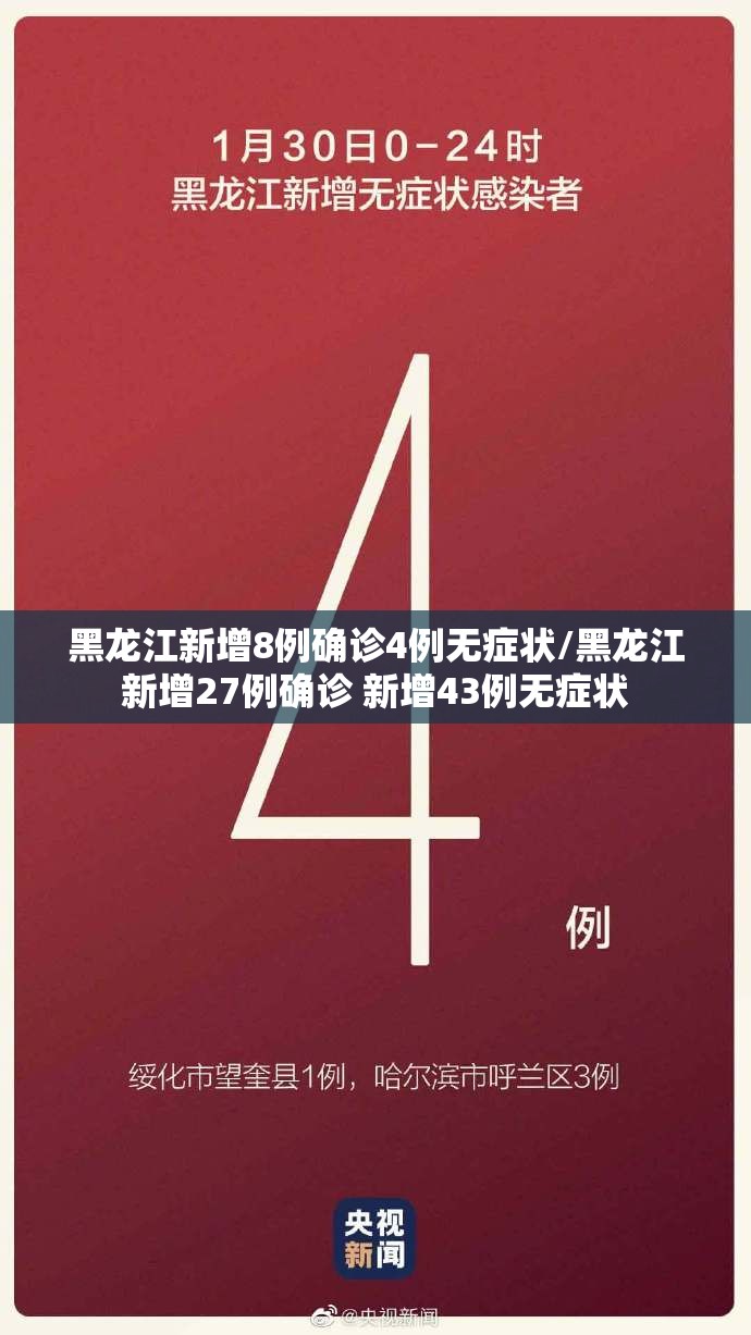 黑龙江新增8例确诊4例无症状/黑龙江新增27例确诊 新增43例无症状